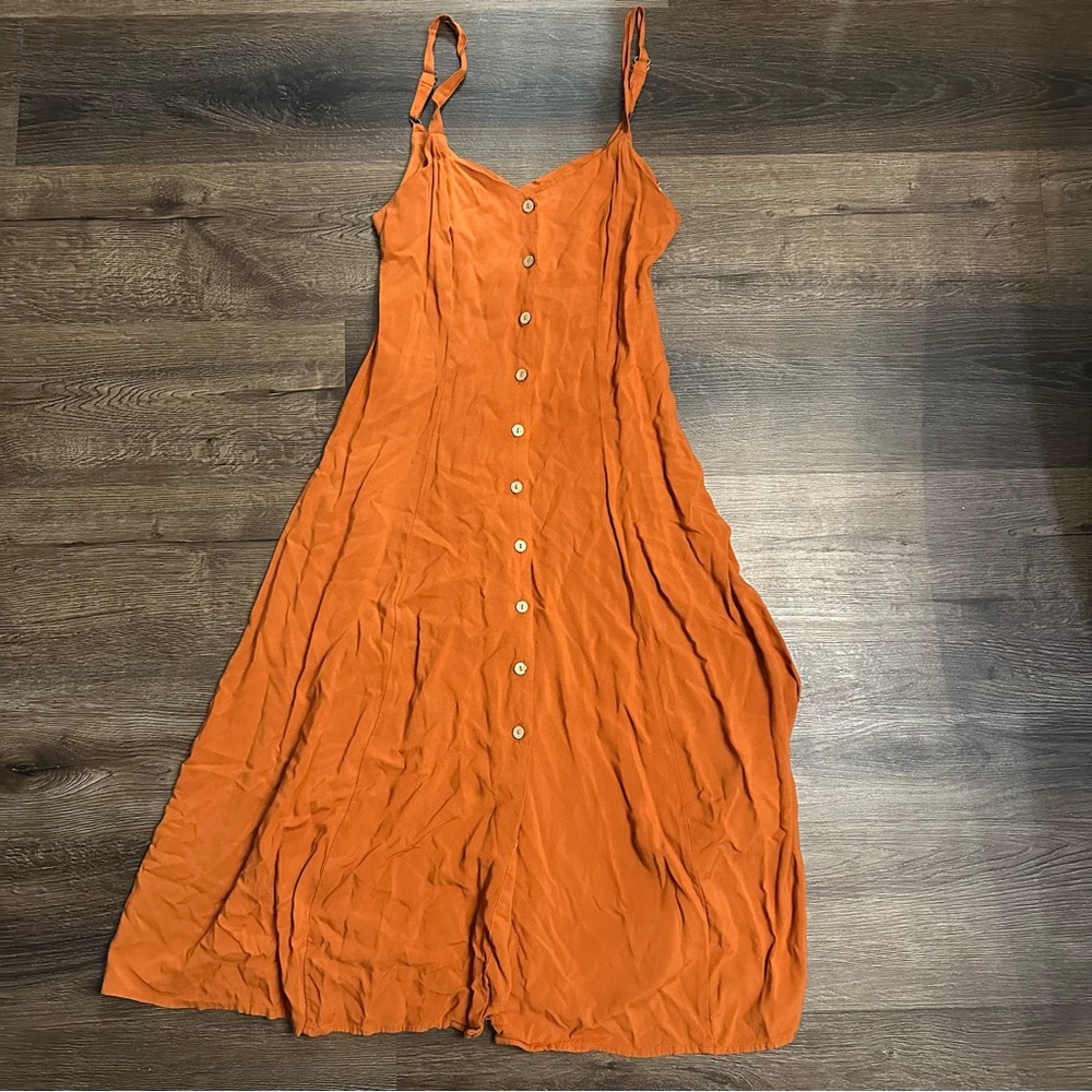 Forever 21 Vibrant Orange Midi Dress